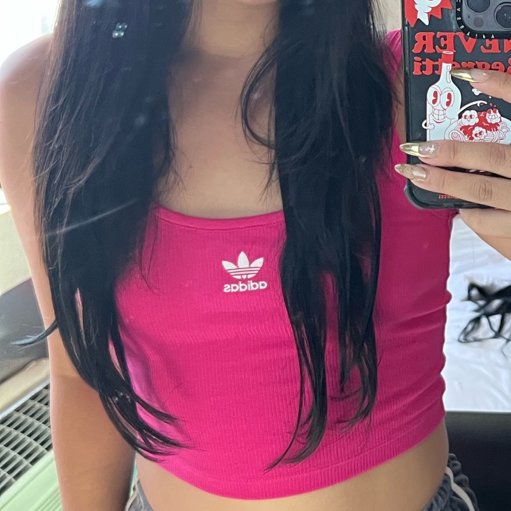adidas Originals / essentials crop top with logo / pink magenta / small - Picture 5 of 9